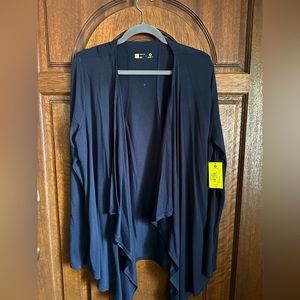 Xersion Open Front Drape Cardigan Long Sleeve Navy Blue Women Size XL